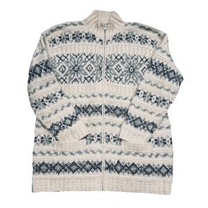 Vintage Jones New York Handknit Sweater L Zip Wool Mohair Blend Cozy Grandmacore